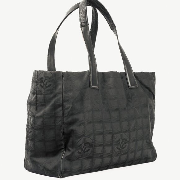 Chanel Travel Line Black Nylon CC-Jacquard Tote - Picture 2 of 10